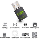 Monbeq - USB WiFi Bluetooth Adapter, 600Mbps Dual Band, Mini Dongle for PC