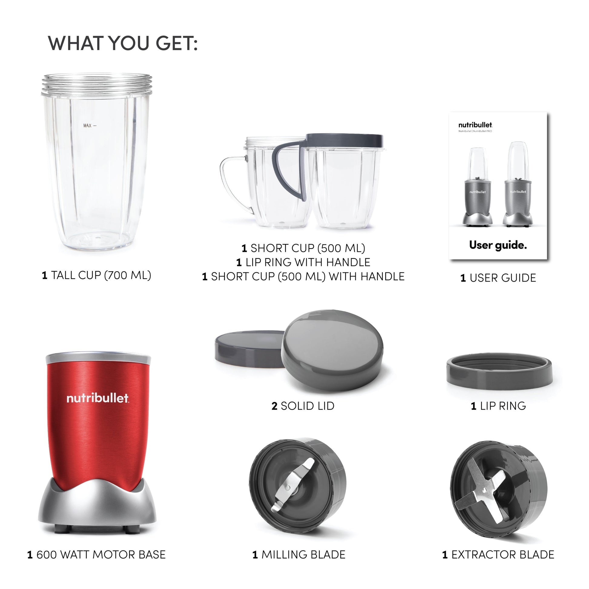 Nutribullet - Blender 12pcs 600W Red