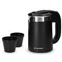 Compact Navaris electric travel kettle 0.5L features dual walls, boil dry protection, and 1100W power. Perfect for tea lovers on the go! Keywords: travel kettle, electric kettle, boil dry protection