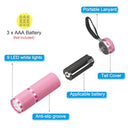Patikil - Mini Aluminum Glow in Dark Flashlight with 9 LEDs & Strap, Pink