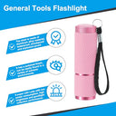 Patikil - Mini Aluminum Glow in Dark Flashlight with 9 LEDs & Strap, Pink