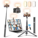 Peyou - 57" Portable Selfie Stick Tripod with Detachable Fill Light & Bluetooth Remote