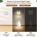 Pupow - Motion Sensor Battery Night Light, 2-Pack, Auto/On/Off, 4000K White