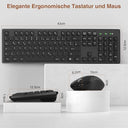 Qcen - Ergonomic Wireless Keyboard & Mouse Set, Quiet, Numeric Keypad, 2.4 GHz
