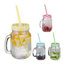 Relaxdays - 4X Vintage Drinking Jars, 500ml, Dishwasher Safe, Incl. Lids & Straws