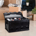 Relaxdays - 60L Foldable Storage Box With Lid, Black, 60x40x32 cm