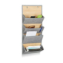 Relaxdays - Document Holder Wall Organiser With 3 to 4 Compartments, Grey