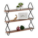 Relaxdays - Industrial 3-Shelf Wall Shelf, MDF & Metal, Brown/Black