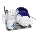Relaxdays - Stainless Steel Draining Rack with Drip Tray & Cutlery Compartment