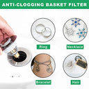 Relota - Stainless Steel Washbasin Plug, Odour-Proof, Anti-Clogging Sieve, Fits 34-38 mm