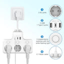 Techuoso - Electric Power Strip with Independent Control, 3 Sockets, White