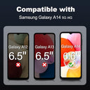 Tentoki - Pack of 2 Tempered Glass Screen Protectors for Samsung Galaxy A14 5G/4G - Bubble-Free, 9H Hardness, Anti-Scratch, Ultra Transparent
