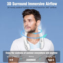 Tiazhan - Bladeless Neck Fan, USB Rechargeable, 3 Speed, 360° Airflow