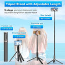 Toneof - 152CM Selfie Stick Tripod, Portable, Lightweight, All-in-One Design