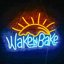 Brighten your space with the WLHOPE Wake in Bake Neon Sign. USB powered, this colorful LED decor is perfect for kitchens, cafes, and birthday parties.