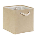Shop XnqPouha's collapsible canvas cube storage box in grey beige. Perfect for organizing cupboards, shelves, and closets. Durable and stylish fabric storage solution.