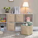 XnqPouha - Collapsible Canvas Cube Storage Box 30x30x30cm, Grey Beige