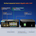 Yuanley - 8-Port Gigabit Ethernet Switch with 2 SFP, DIN-Rail, IP30 Rated
