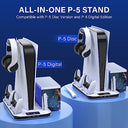 Zrzlmvp - PS5 Stand with Cooling Fan, Dual Controller Charger & USB Ports
