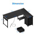 KKL L-Shaped Computer Desk with Charging Station - 53 inch