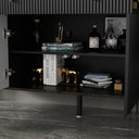 FUFU GAGA Modern 4-Door Buffet Cabinet with Storage Drawer - Black