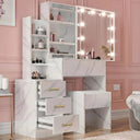 DHS Hollywood Dressing Table with Storage and Stool