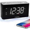 iTOMA - Dual Alarm Clock with Snooze, USB Charging, Dimmer Control & Night Light