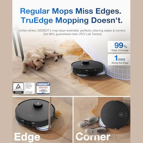 ECOVACS Deebot T30 Omni Robot Vacuum Cleaner with Wiping Function, Mini Station Vacuum Cleaner Robot, 11,000 PA Suction Power, Adaptive Edge Cleaning