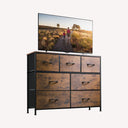 WLIVE Minimalist Fabric 7-Drawer Storage Dresser TV Stand