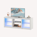 WLIVE Modern LED TV Stand with Glass Shelves