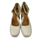 X M&s Women's Leather Ankle Strap Platform Square Toe Heels Cream Eu 42
