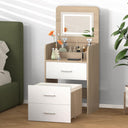 ALFORDSON 3-in-1 dressing table with LED lighting, foldable mirror, and storage stool
