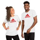 Red Adidas Logo Cotton Half Sleeve T-Shirt featuring iconic Adidas style