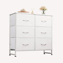 WLIVE Minimalist Fabric 6-Drawer Double Storage Dresser - white