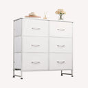 WLIVE minimalist fabric 6-drawer double storage dresser with sturdy steel frame and water-resistant wood top