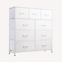 WLIVE minimalist tall 9-drawer storage fabric dresser with sturdy steel frame and water-resistant top